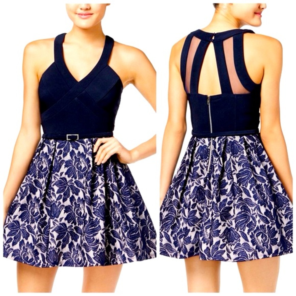 Crystal Doll Blue Sleeveless Mini A-line Dress with Tulle - NWT - Size 7!
